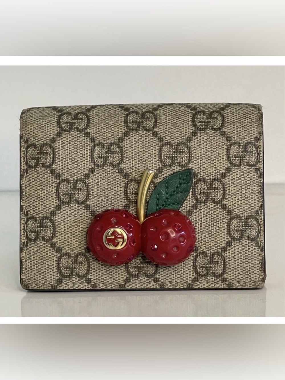 Gucci GG Supreme Cherry Compact Wallet